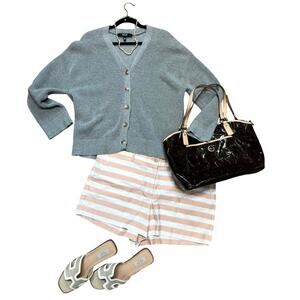 Hudson Los Angeles Gray 100% Cotton Ribbed Knit Cardigan Sweater XL Coastal